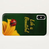 Personalized Text with Ladybug and Sunflower Case-Mate iPhone Case (Achterkant (horizontaal))