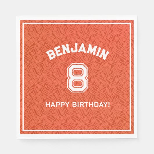 Personalized textured Basketball Party kids Napkin Servet (Voorkant)
