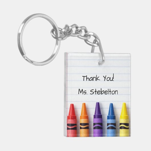 Personalized Thank You Crayon Teacher Keychain (Voorkant Links)
