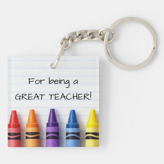 Personalized Thank You Crayon Teacher Keychain (Achterkant)