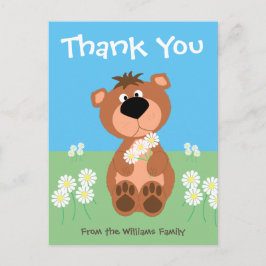 Personalized Thank You Cute Funny Bear Briefkaart