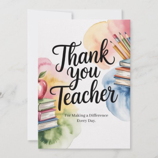 Personalized Thank You Teacher Kaart (Voorkant)