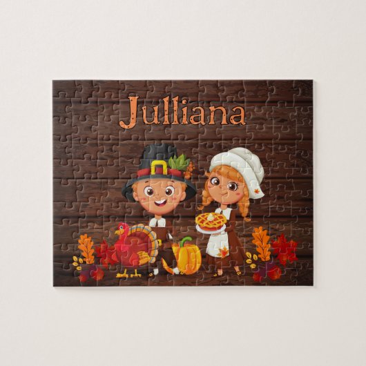 Personalized Thanksgiving Child Name Puzzle  Legpuzzel (Horizontaal)