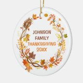 Personalized Thanksgiving Family Autumn Wreath Keramisch Ornament (Links)