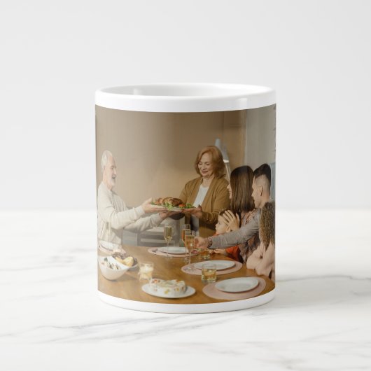 Personalized Thanksgiving family photo Grote Koffiekop (Voorkant)
