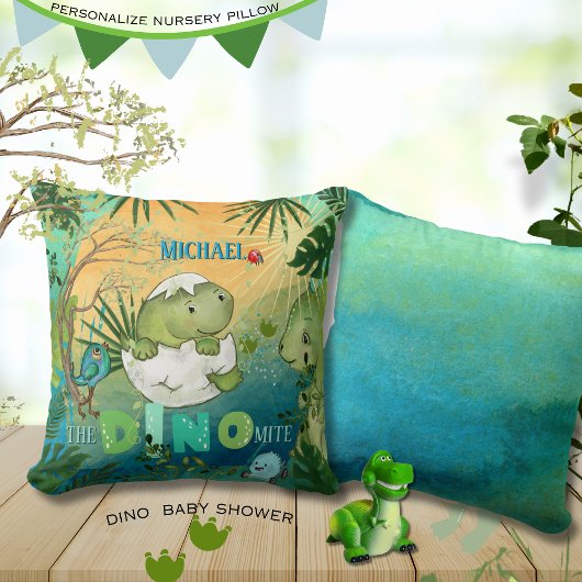 Personalized 'The Dino-Mite' Nursery Throw Pillow Kussen