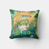 Personalized 'The Dino-Mite' Nursery Throw Pillow Kussen (Voorkant)