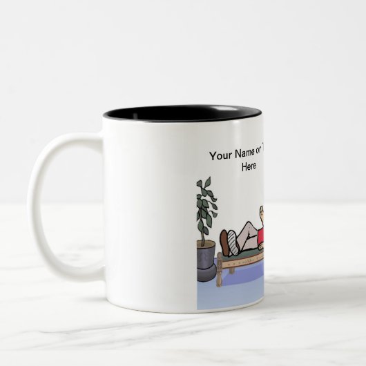 Personalized Therapist, Counselor - Female Cartoon Tweekleurige Koffiemok (Links)