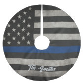 Personalized Thin Blue Line American Flag Kerstboom Rok (Voorkant)