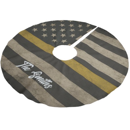 Personalized Thin Gold Line 911 Dispatcher Kerstboom Rok (Gekanteld)