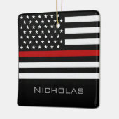 Personalized Thin Red Line Flag Keramisch Ornament (Links)