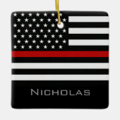 Personalized Thin Red Line Flag Keramisch Ornament (Voorkant)