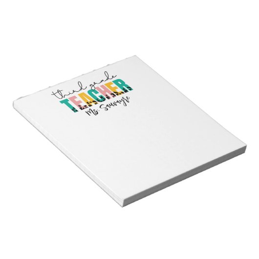Personalized Third Grade Teacher – Custom Teacher Notitieblok (Schuin)