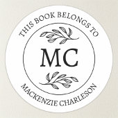 Personalized This Book Belongs to Monogram Ronde Sticker