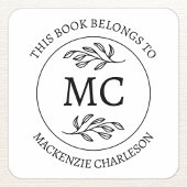 Personalized This Book Belongs to Monogram Vierkante Sticker