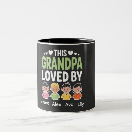 Personalized This Grandpa Loved By – Custom Kids  Tweekleurige Koffiemok (Center)