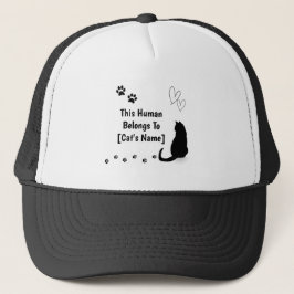 Personalized This Human Belongs To Cat Cap Trucker Pet
