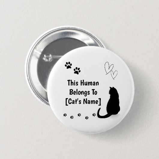 Personalized This Human Belongs To Cat Pin Button (Voorkant /achterkant)