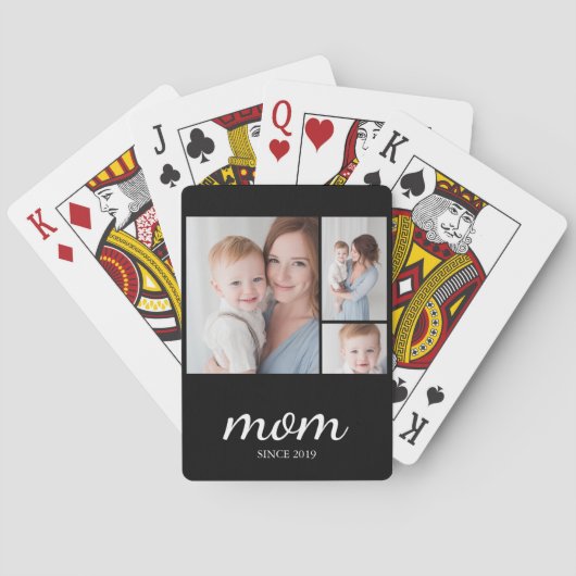 Personalized Three Photo Collage Mom Pokerkaarten (Achterkant)