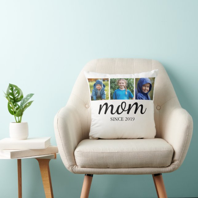 Personalized Three Photo Mom Kussen (Stoel)