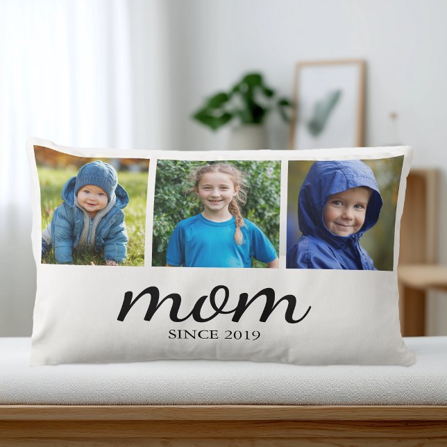 Personalized Three Photo Mom Kussen (Custom Photo Mom Pillow Keepsake)