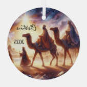 Personalized Three Wise Men Caravan  Glas Ornament (Achterkant)