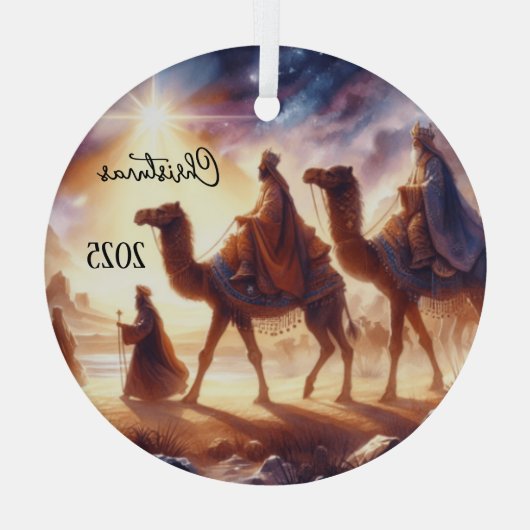 Personalized Three Wise Men Caravan Glas Ornament (Achterkant)