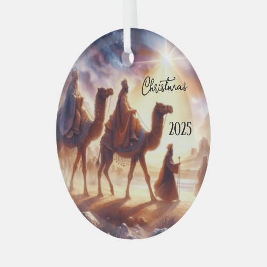 Personalized Three Wise Men Caravan  Glas Ornament (Voorkant links)