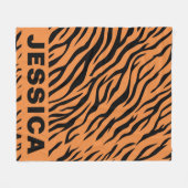 Personalized Tiger Stripes Orange Black Animal Fleece Deken (Voorkant (Horizontaal))