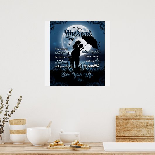 Personalized To My Husband, Couple Under Moon Poster (Keuken)