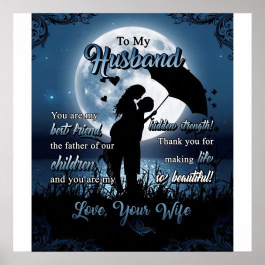 Personalized To My Husband, Couple Under Moon Poster (Voorkant)