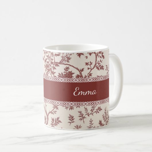 Personalized Toile De Jouy Mug Custom Name Date Gi Koffiemok (Voorkant rechts)