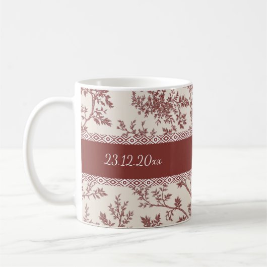 Personalized Toile De Jouy Mug Custom Name Date Gi Koffiemok (Links)