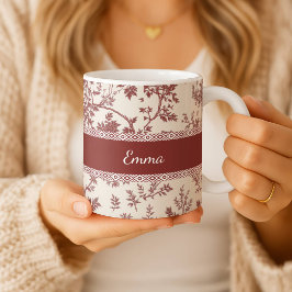Personalized Toile De Jouy Mug Custom Name Date Gi Koffiemok