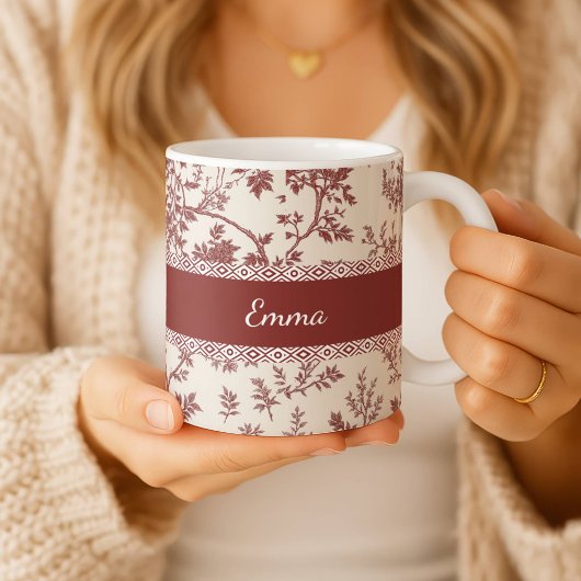 Personalized Toile De Jouy Mug Custom Name Date Gi Koffiemok
