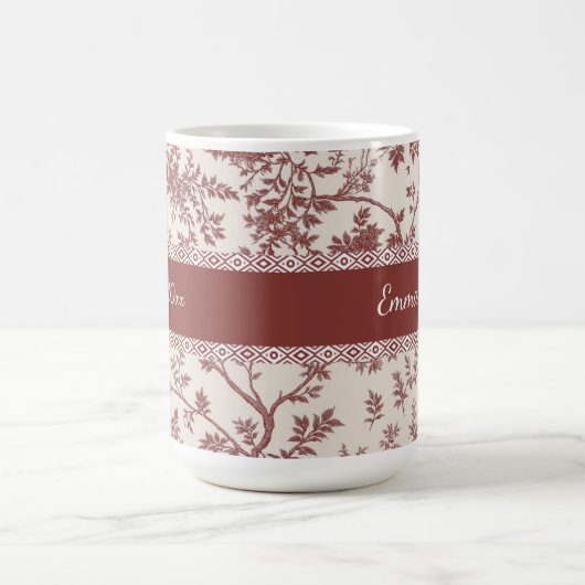 Personalized Toile De Jouy Mug Custom Name Date Gi Koffiemok (Center)