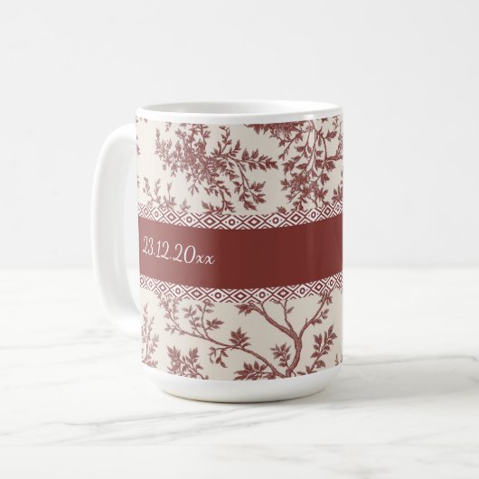 Personalized Toile De Jouy Mug Custom Name Date Gi Koffiemok (Voorkant links)