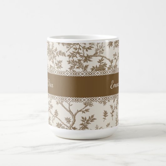 Personalized Toile De Jouy Mug Custom Name Date Koffiemok (Center)