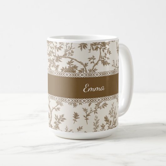 Personalized Toile De Jouy Mug Custom Name Date Koffiemok (Voorkant rechts)