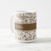 Personalized Toile De Jouy Mug Custom Name Date Koffiemok (Voorkant links)