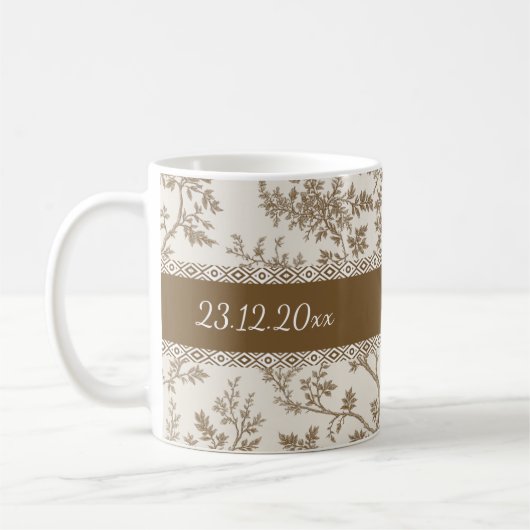 Personalized Toile De Jouy Mug Custom Name Date  Koffiemok (Links)