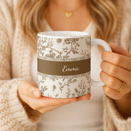 Personalized Toile De Jouy Mug Custom Name Date  Koffiemok