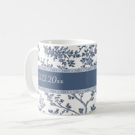 Personalized Toile De Jouy Mug Custom Name Date  Koffiemok (Voorkant links)