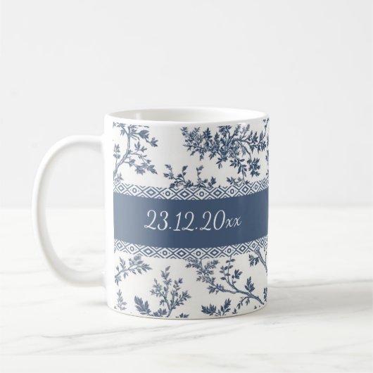 Personalized Toile De Jouy Mug Custom Name Date Koffiemok (Links)