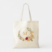 Personalized Tote Bag Monogram Autumn Floral (Achterkant)