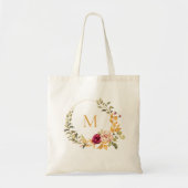 Personalized Tote Bag Monogram Autumn Floral (Voorkant)