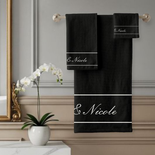 Personalized Towel Set, Elegant White, Classic Bad Handdoek