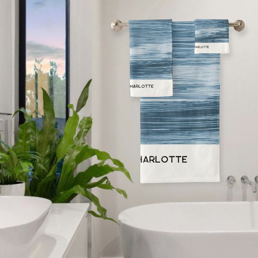 Personalized Towel Set, Shaded Blue Ombre, Elegant Bad Handdoek