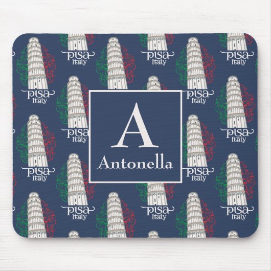 Personalized Tower of Pisa with Monogram and Name Muismat (Voorkant)