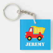 Personalized toy dump truck lorry kid's keychain (voorkant)
